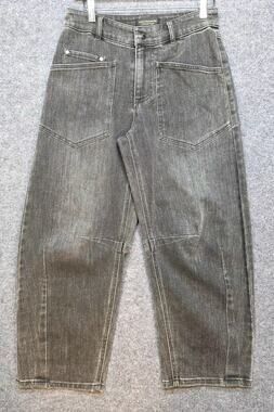 Carla Rockmore Collection Barrel Leg Jeans Black Grey Denim Pants Women's 4P QVC